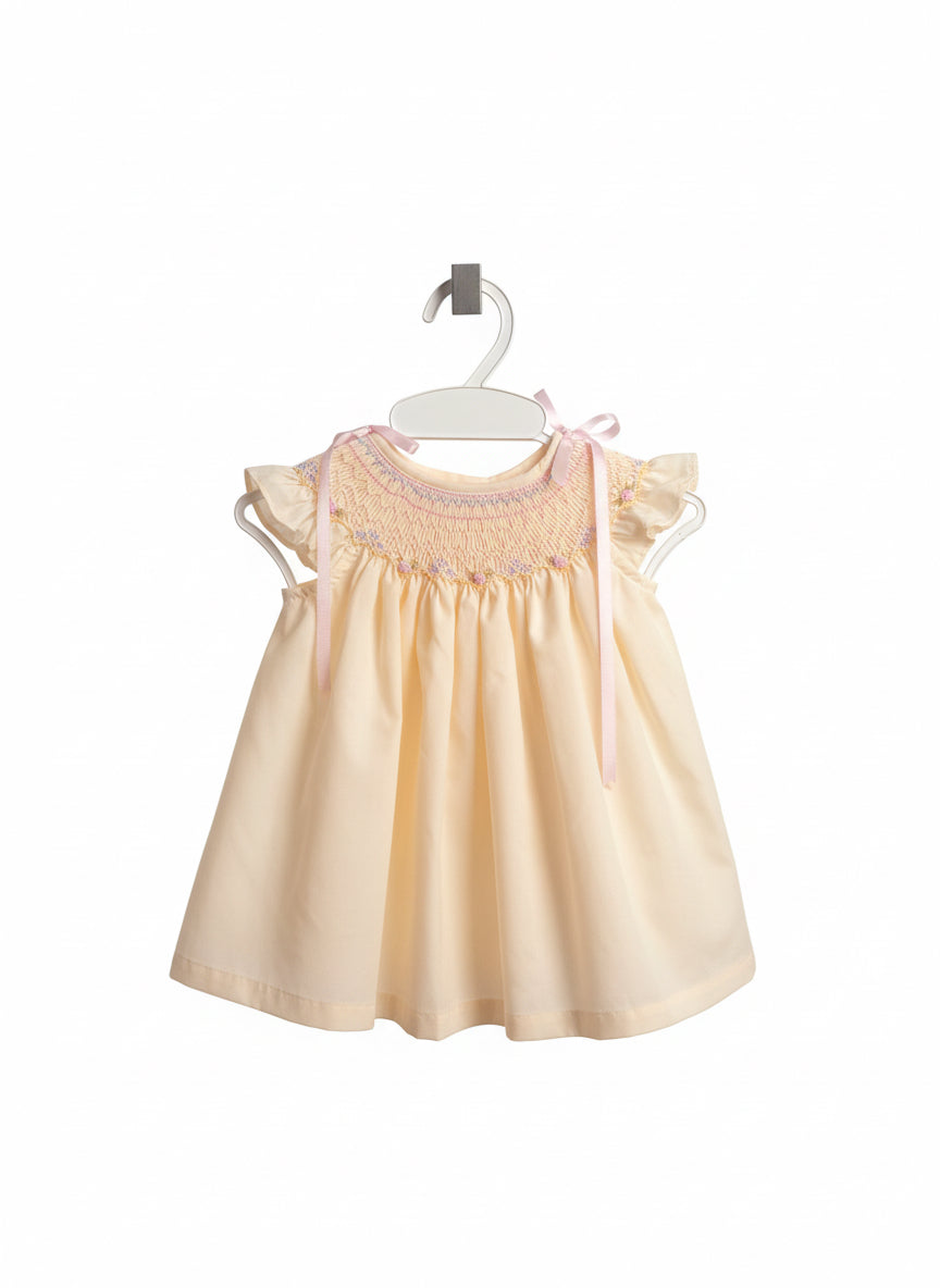 Cream Smocked “Jesucito” Baby Dress PEEK A BOO