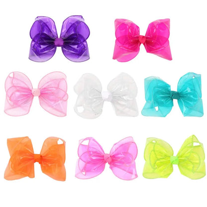 5'' Swim Pool Hair Bows Hairclip Kids Jelly Bow