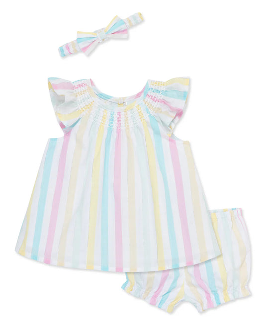 Smocked Stripes Woven Short Set & Headband