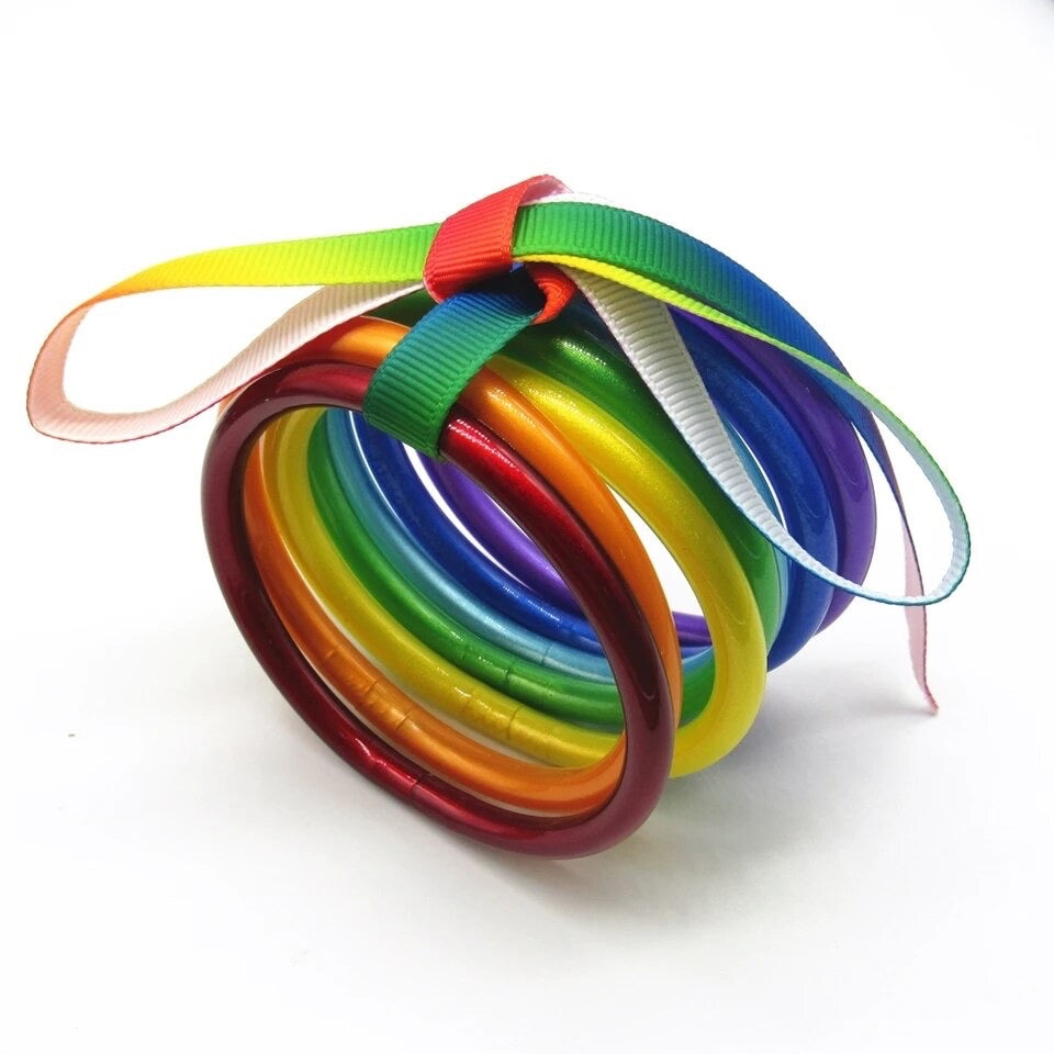7pcs/Set  Bowknot Jelly Bangle PEEK A BOO