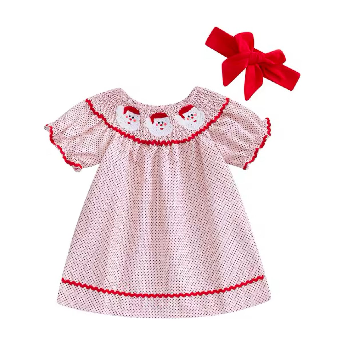 Santa Dress w Black Dots PEEK A BOO