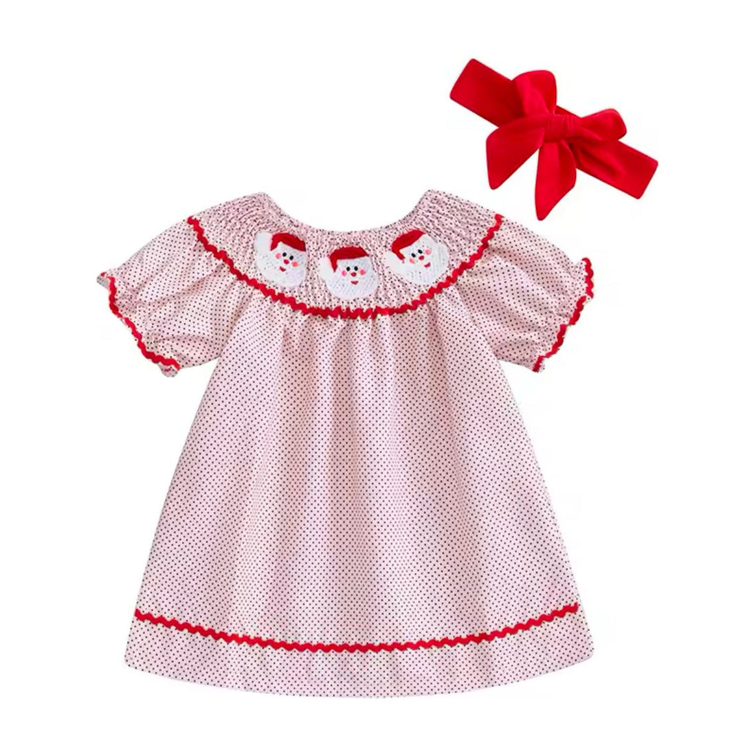 Santa Dress w Black Dots PEEK A BOO