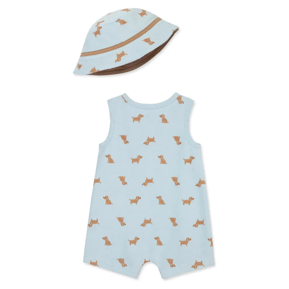 Puppies Terry Romper & Hat Set
