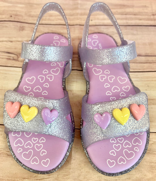 Silver Hearts Sandals
