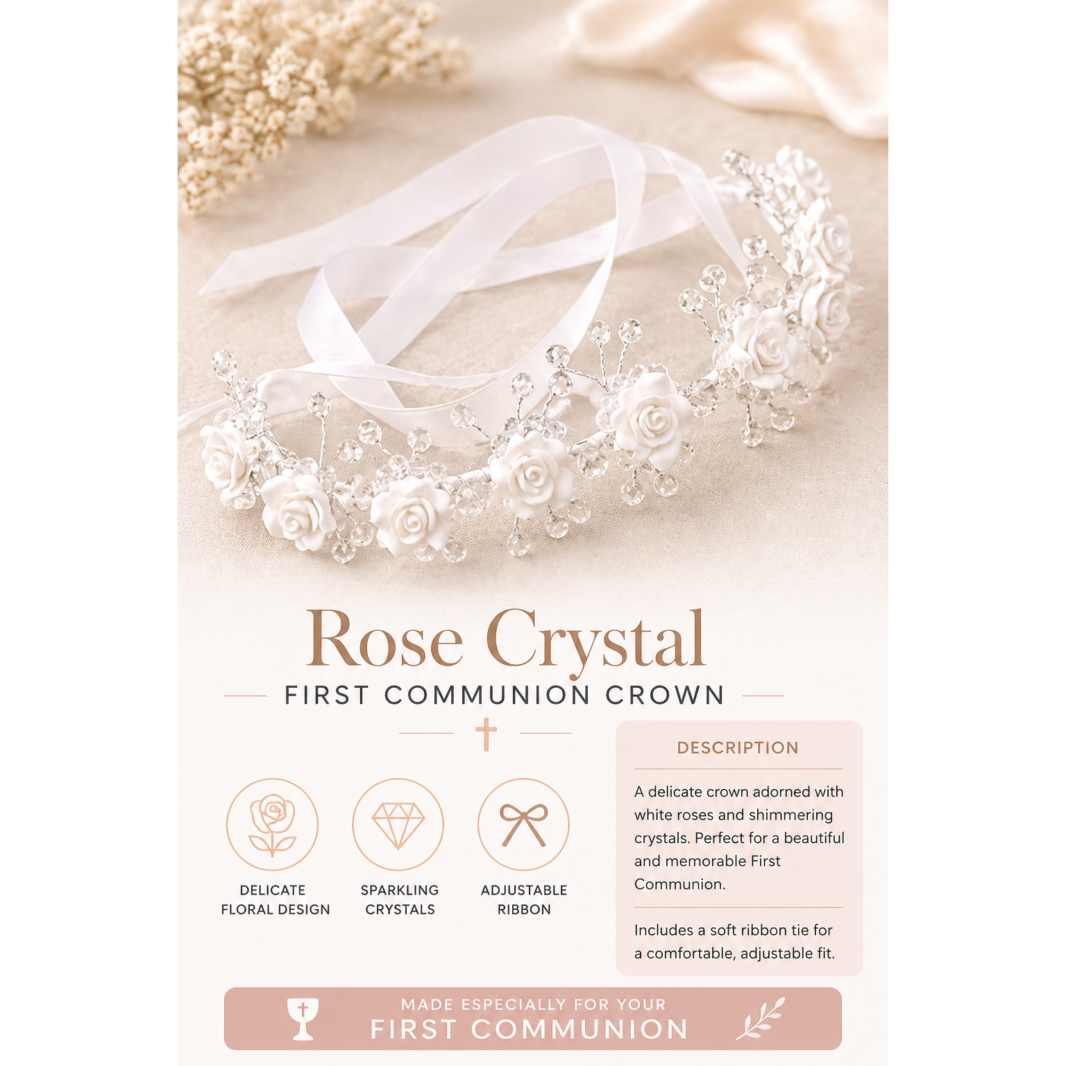 White Classic Floral Headpiece PEEK A BOO