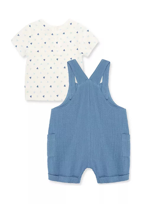 baby boys geometric gauze shortall set