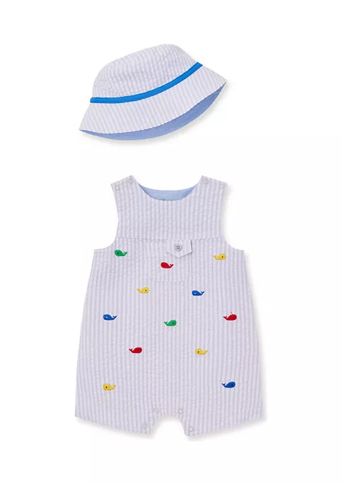 whales sunsuit and hat