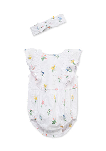 Baby Eyelet Floral Bubble Little Me