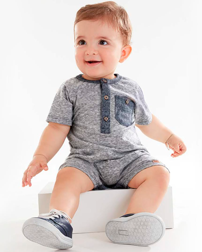 Blue Stripes Romper PEEK A BOO