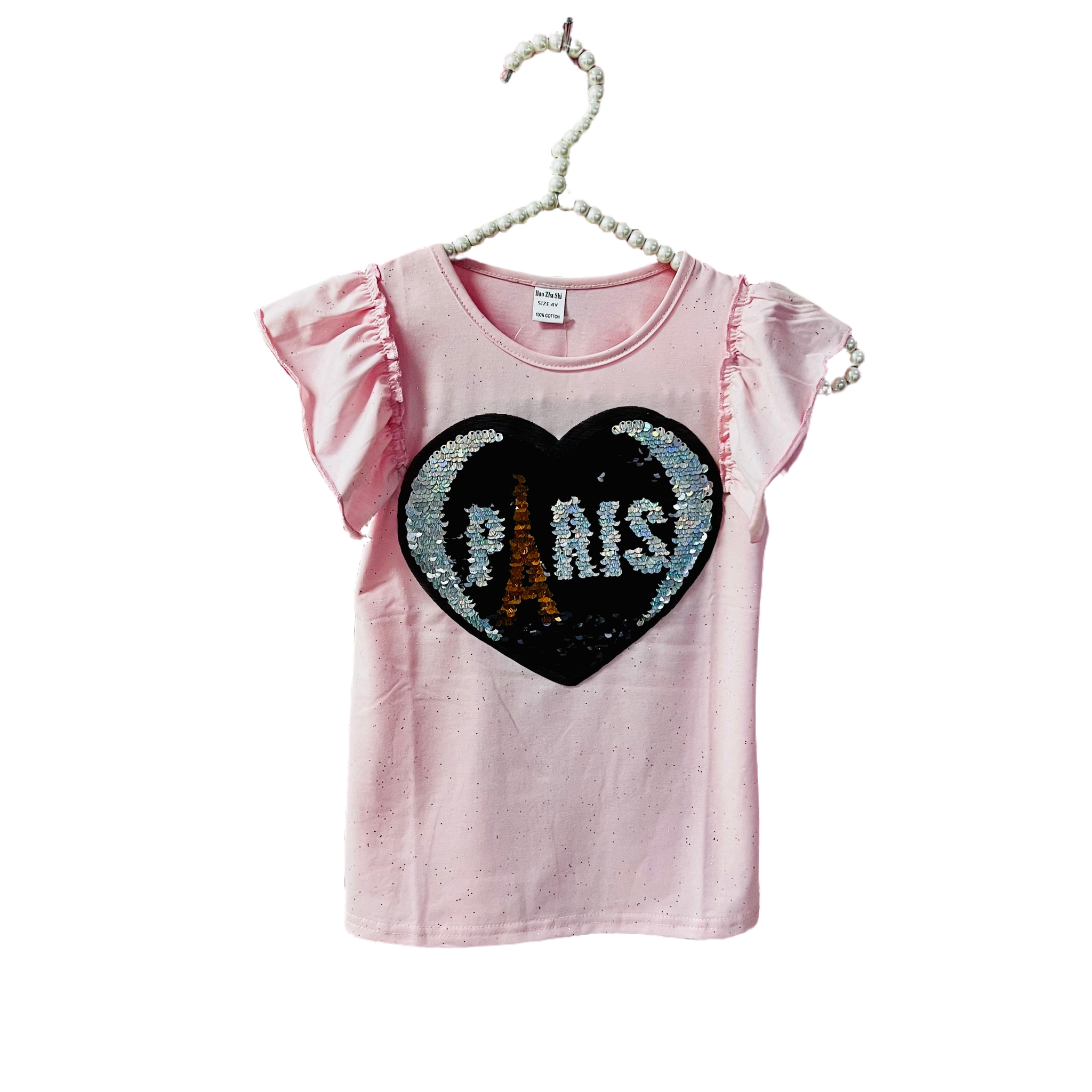 Paris Pink Sequins Shirt PEEK A BOO