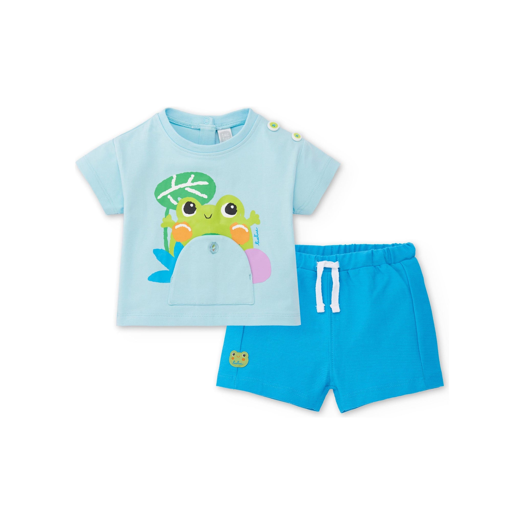 Blue knit set for boy Water Lilies collection PEEK A BOO