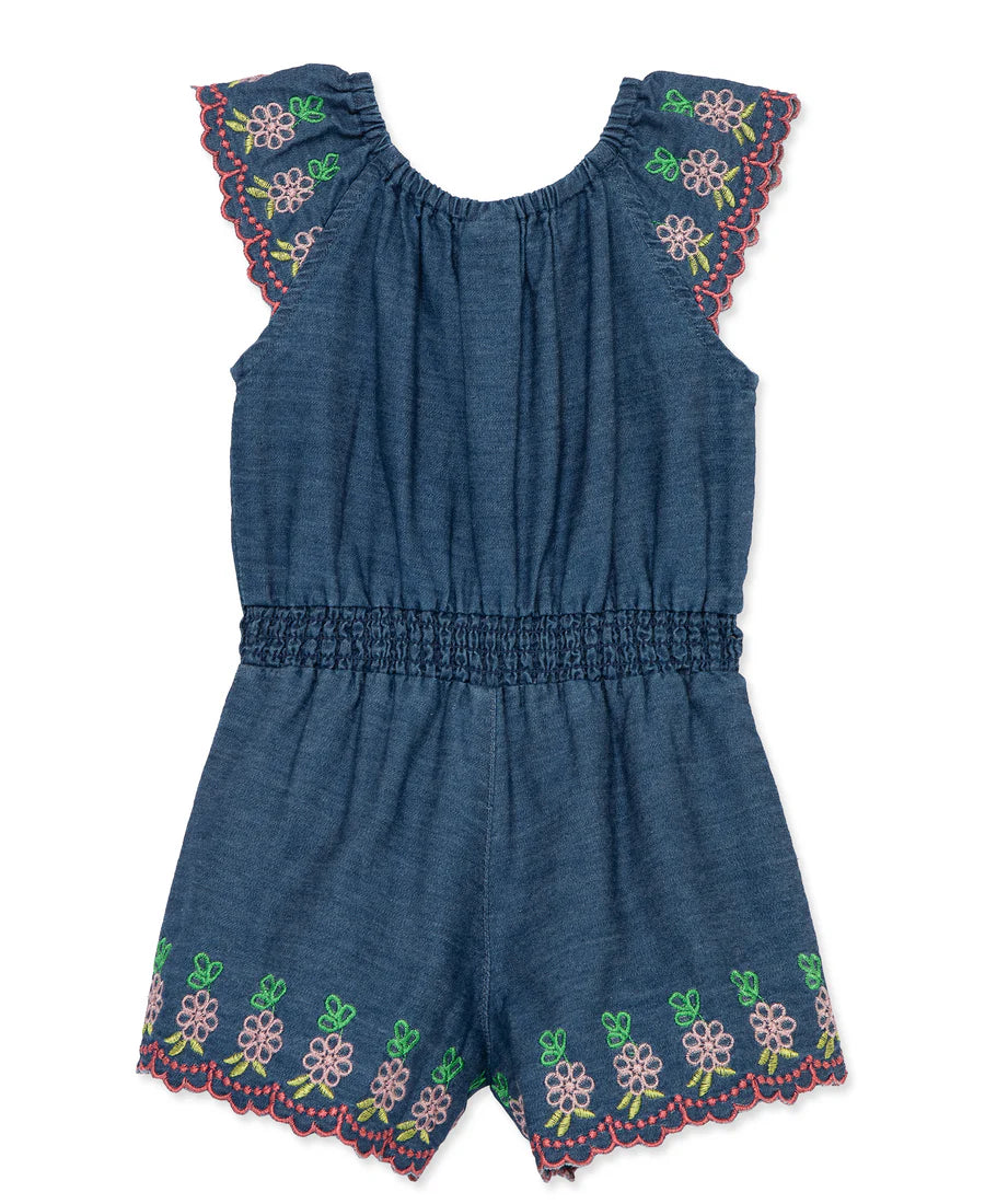 chambray woven romper