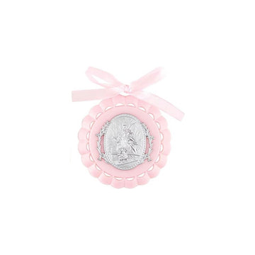 Pink Guardian Angel Crib Medal
