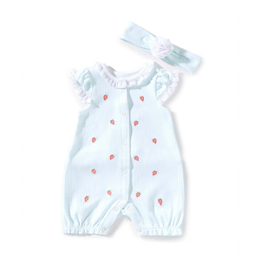 Strawberry-Pattern Romper