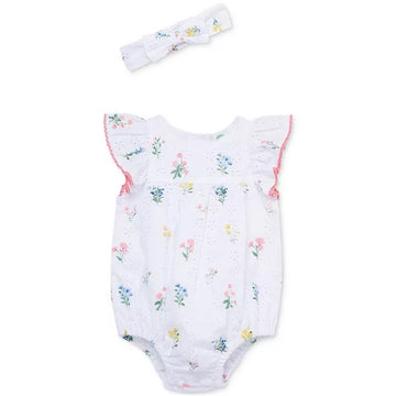 Baby Girls Cotton Eyelet Floral PEEK A BOO