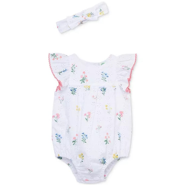 Baby Girls Cotton Eyelet Floral PEEK A BOO