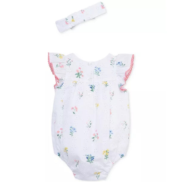 Baby Girls Cotton Eyelet Floral PEEK A BOO