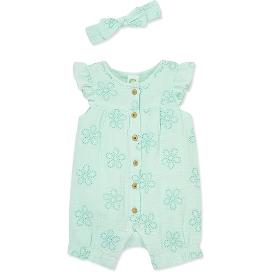 Eyelet Romper with Headband