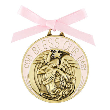 Creed Baby Collection Crib Medal - Pink PEEK A BOO