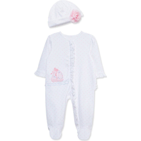 Breezy Ruffle Footie & Hat Set