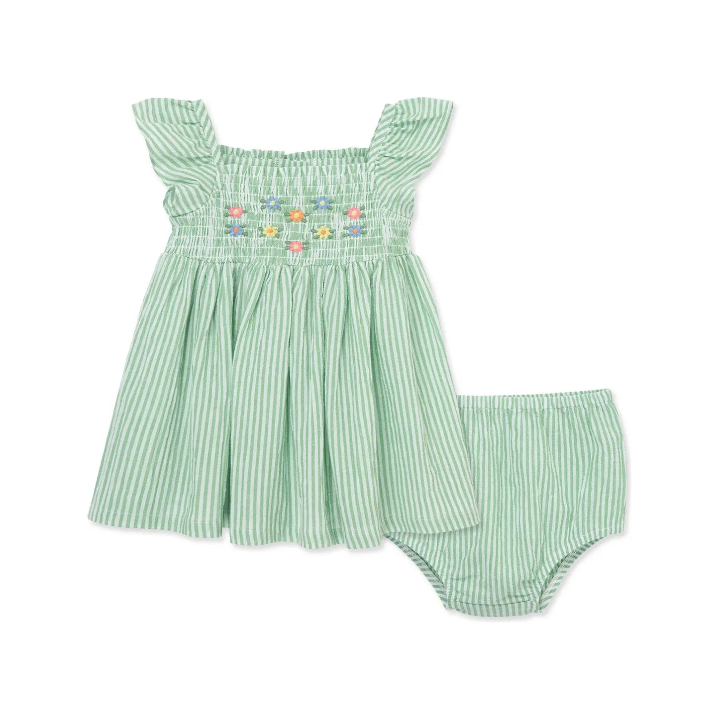 green embroidered sundress with panty
