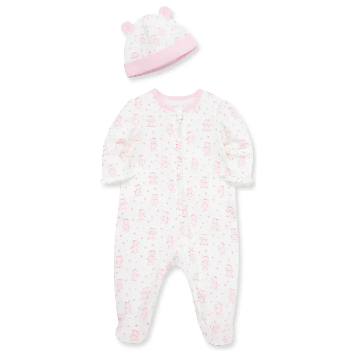 Joyful Bear 2-Way-Zip Footie & Hat PEEK A BOO