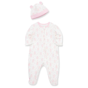 Joyful Bear 2-Way-Zip Footie & Hat PEEK A BOO