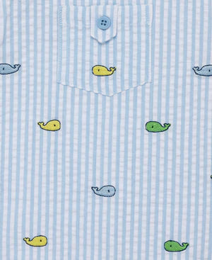 Whales Woven Sunsuit & Hat