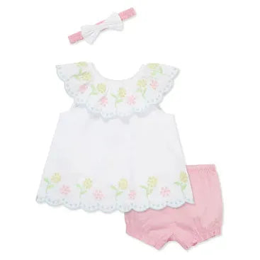 Multi Eyelet Woven Short Set & Headband PEEK A BOO