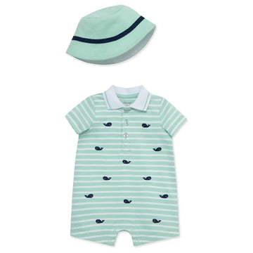 Whale Printed Romper with Hat PEEK A BOO