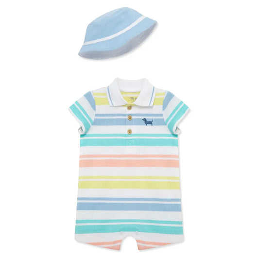 Wide Striped Romper & Hat