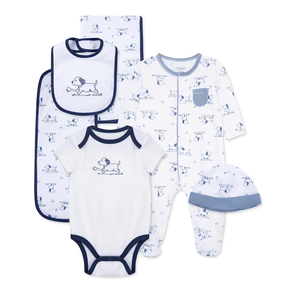 Newborn Puppy Toile Gift Box Little Me