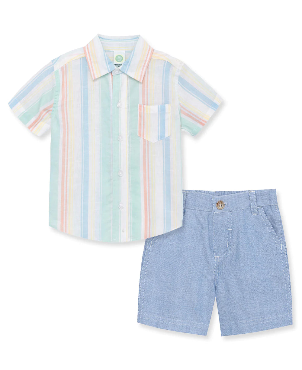 stripe woven toddler short set