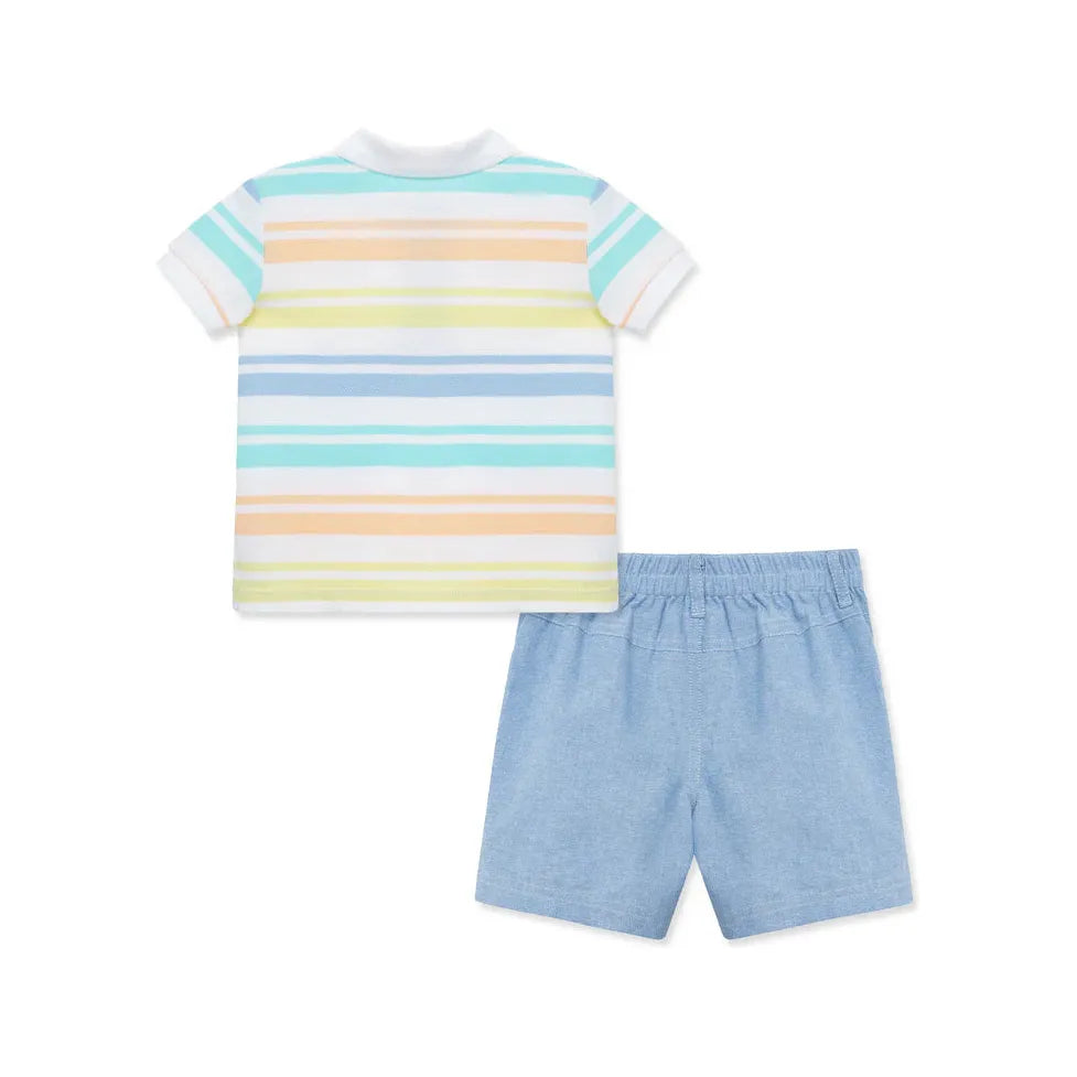 Stripe Polo Short Set