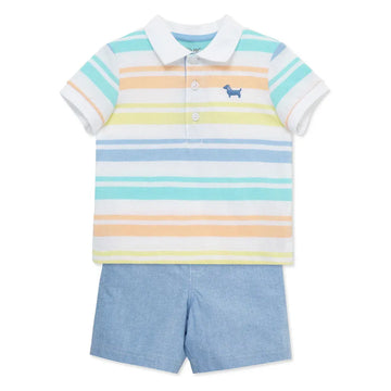 Stripe Polo Short Set PEEK A BOO