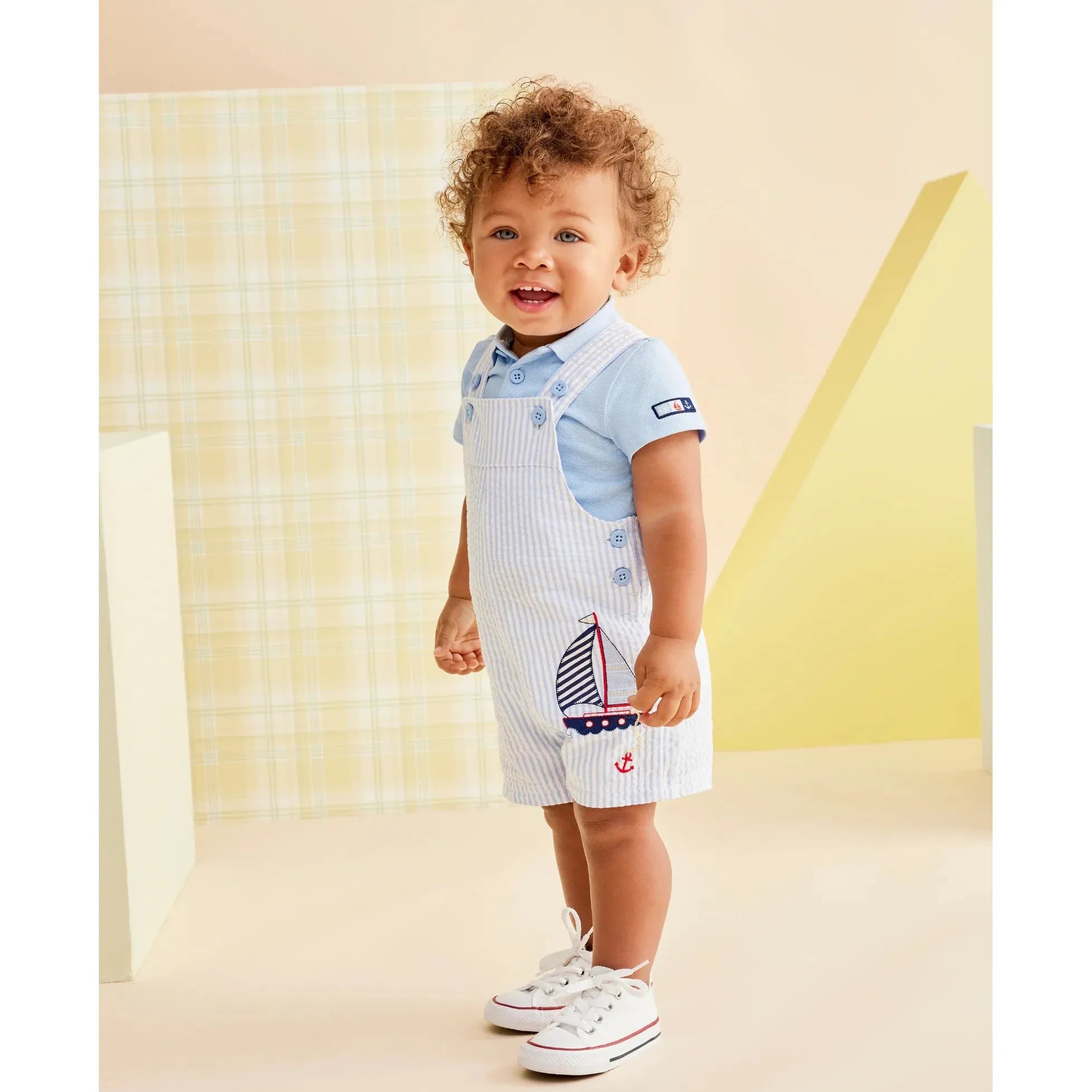 Sailboat Woven Shortall Set PEEK A BOO