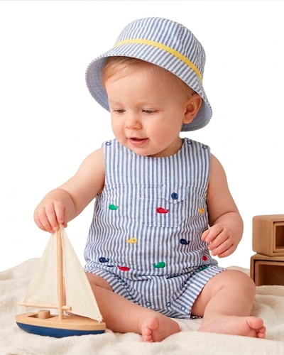 Whales Sunsuit & Hat PEEK A BOO