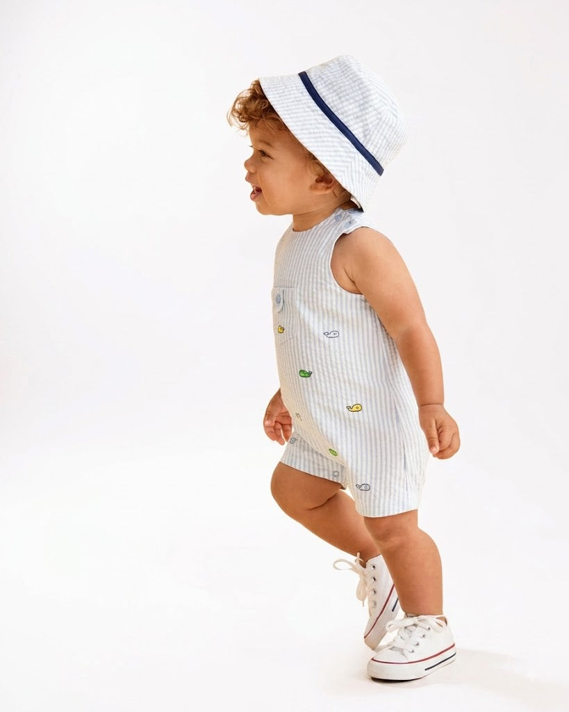 Whales Woven Sunsuit & Hat PEEK A BOO
