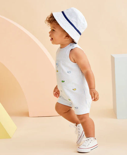 Whales Woven Sunsuit & Hat