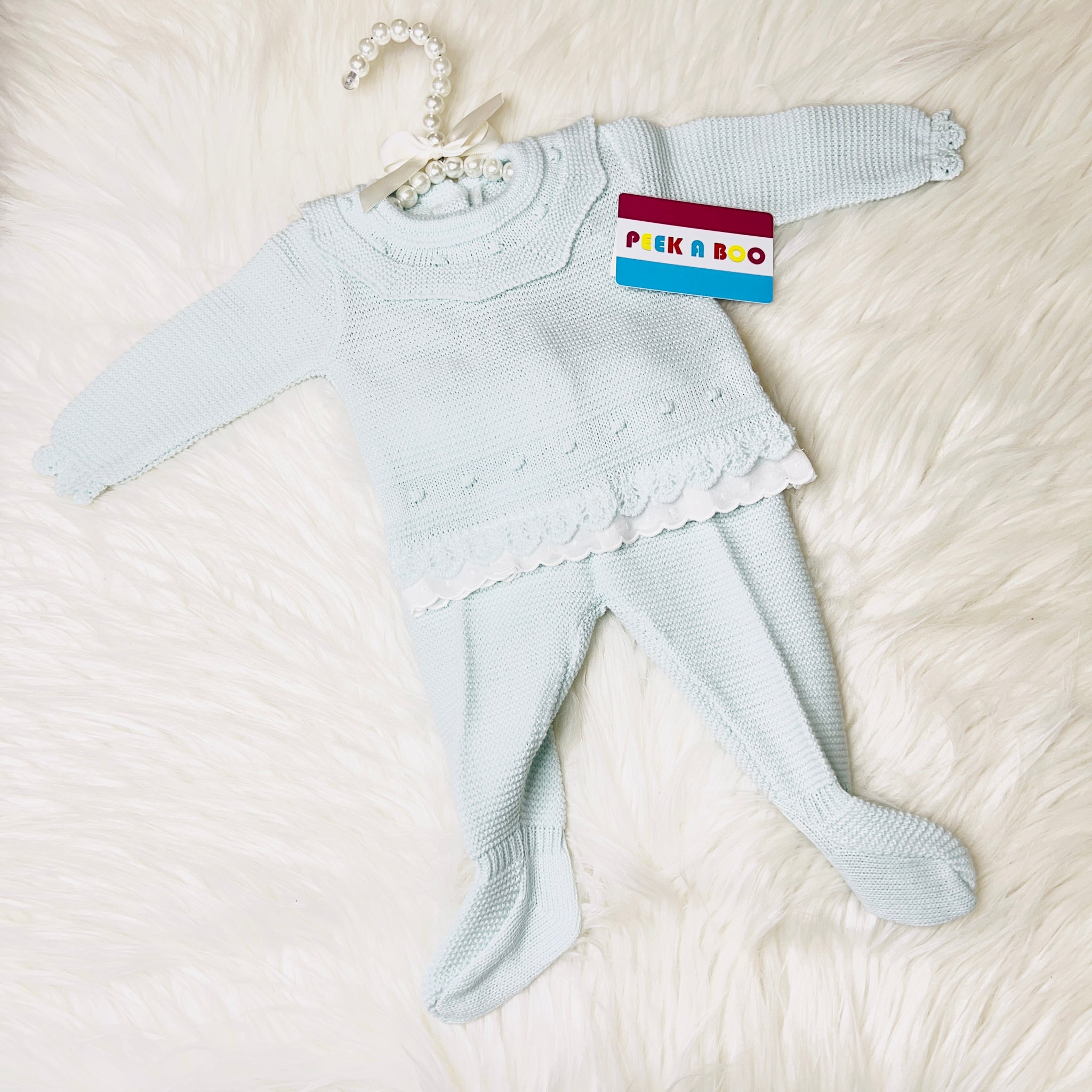 Green Knitted Baby Set PEEK A BOO