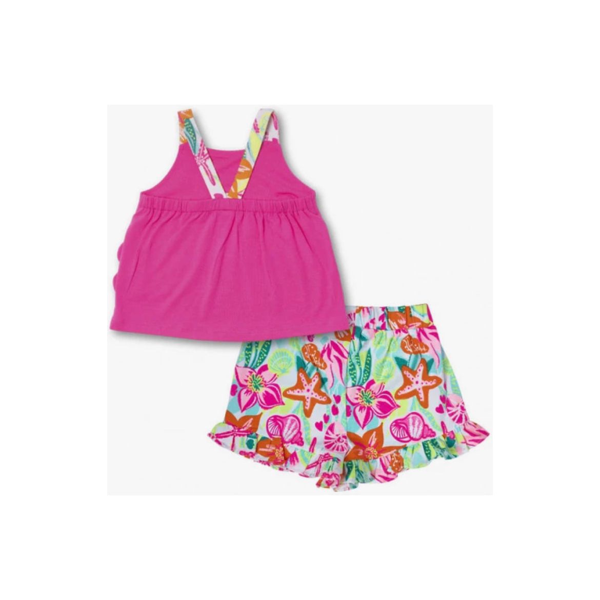 Fuchsia knitted set for girl Seashell PEEK A BOO