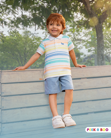 Stripe Polo Short Set PEEK A BOO