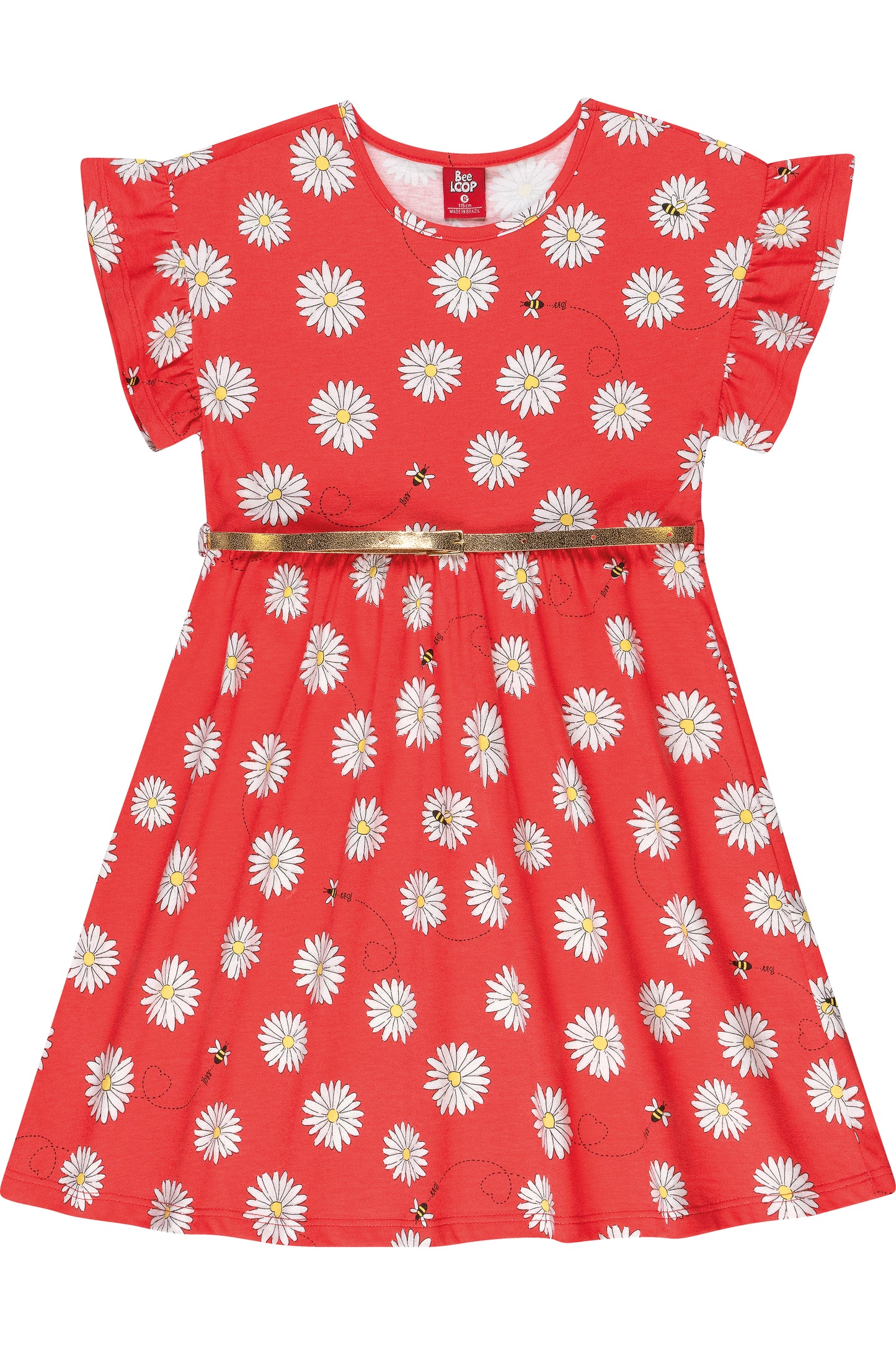 sleeve flower dress with belt