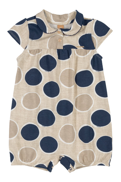 Blue/Beige Polka Dot Romper