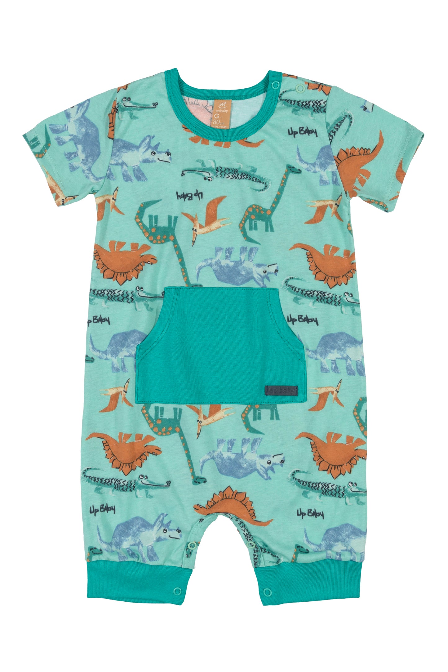 green dinosaur romper