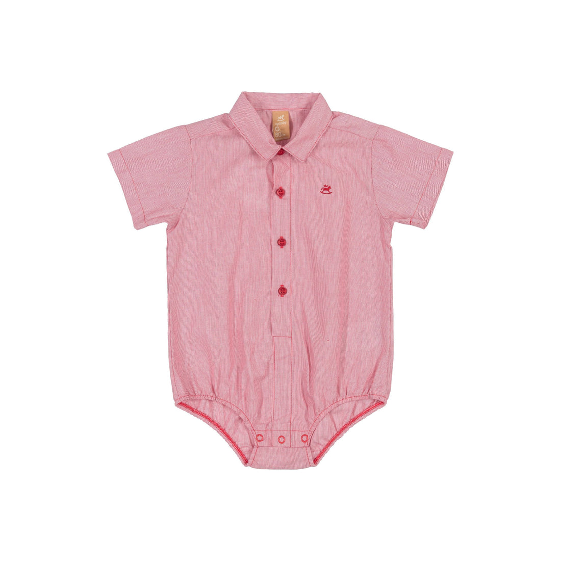 Red yarn dyed woven bodysuit PEEK A BOO