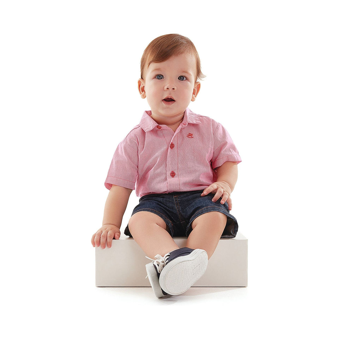 Red yarn dyed woven bodysuit PEEK A BOO