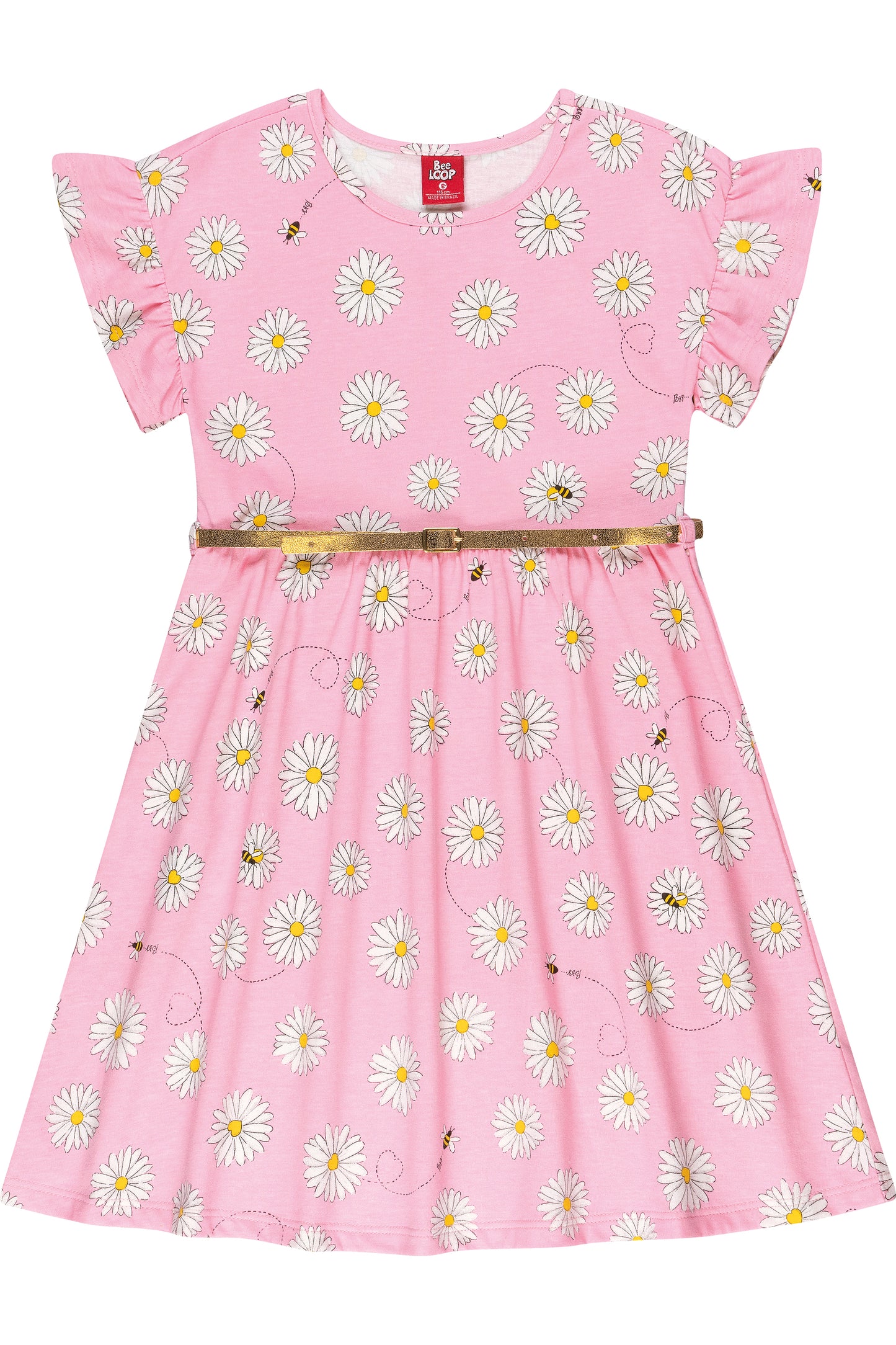 sleeve flower dress with belt