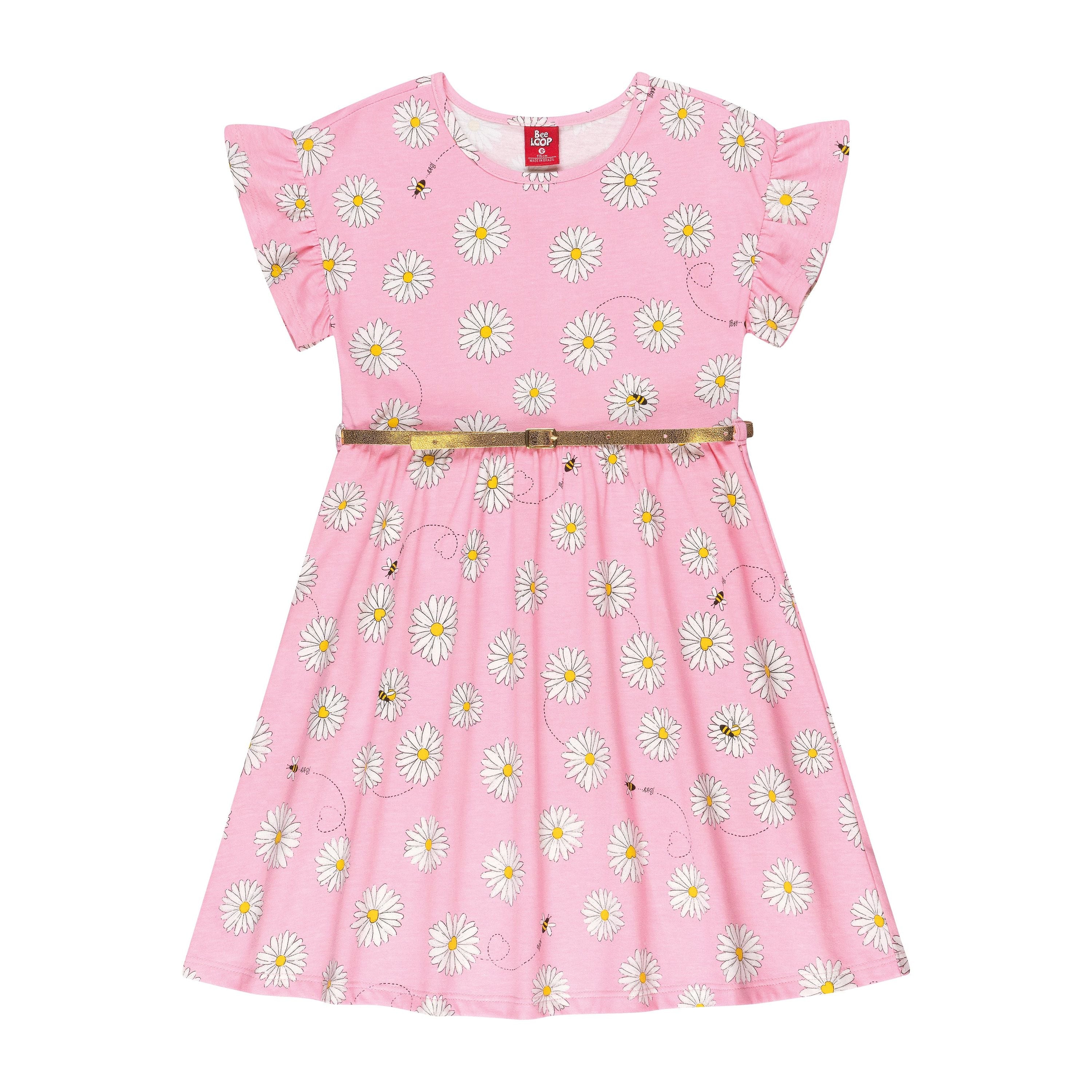 Sleeve Flower dress with belt PEEK A BOO