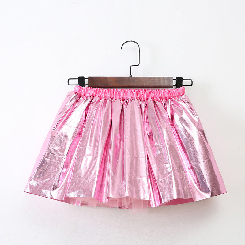 girl gilded rainbow skirt party